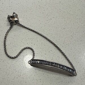 Kendra Scott Silver Bar Bracelet with Clear Baguette Stones